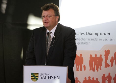 Staatsminister Dr. Johannes Beermann bei seiner Rede